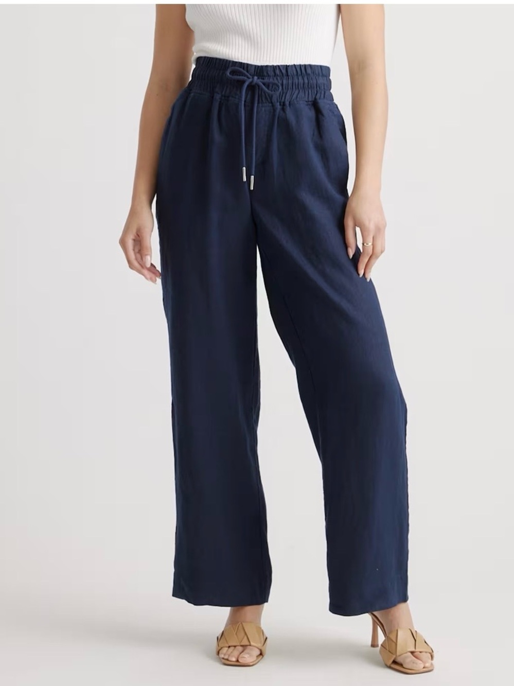 Quince 100% European Linen Wide Leg Pants deep navy size large